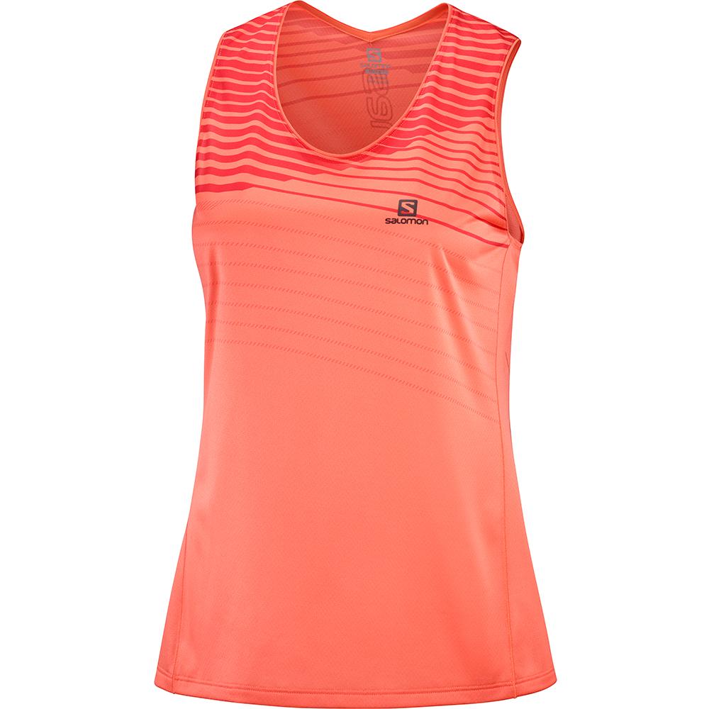 Salomon Israel SENSE W - Womens T shirts - Orangered (WAYK-13250)